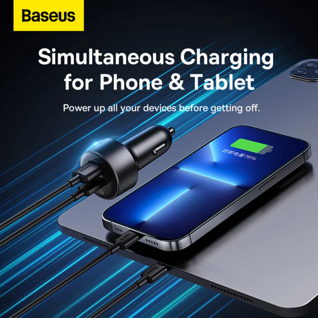 Автомобільний зарядний пристрій Baseus High Efficiency Pro 1-for-2 Car Cigarette Lighter 30W Cosmic Black