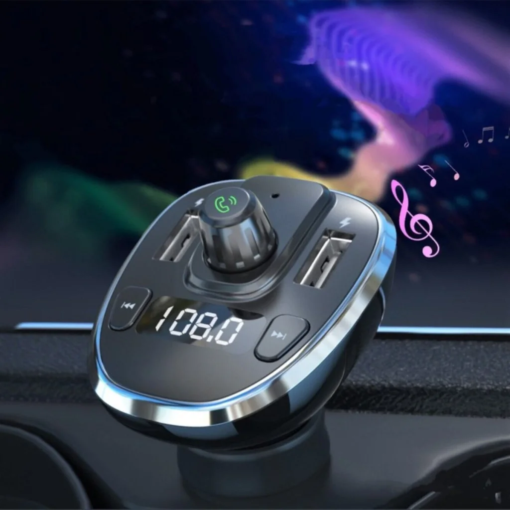 Автомобільний зарядний пристрій ESSAGER Dynamic Car Bluetooth MP3 Car Charger Sliver