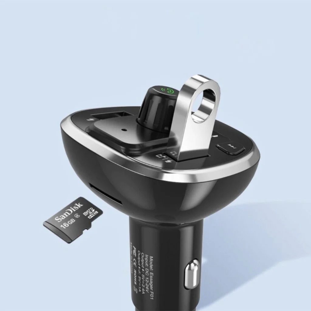Автомобільний зарядний пристрій ESSAGER Dynamic Car Bluetooth MP3 Car Charger Sliver