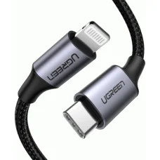Кабель Ugreen US304 USB-C to Lightning M/M Cable Aluminum Shell Braided 1.5m (Black) (UGR-60760)