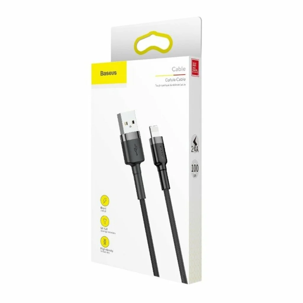 Кабель Baseus Cafule Cable USB For Lightning 2.4A 1m Gray+Black (CALKLF-BG1)