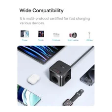 Зарядний пристрій Baseus PowerCombo Cube Power Strip 30W 3xAC+2xUSB+2xType-C (1.5m) Black