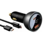 Автомобильное зарядное устройство Baseus Digital Display PD 3.1 Dual Fast Charger Car Charger 140W USB+Type-C + Кабель Type-C to Type-C 240W 1м Черный Автомобильное зарядное устройство Baseus Digital Display PD 3.1 Dual Fast Charger Car Charger 140W USB+Type-C + Кабель Type-C to Type-C 240W 1м Черный