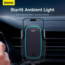 Тримач для мобiльного з БЗП Baseus Milky Way Pro Series Wireless Charging Electric Car Mount Phone Holder 15W Cluster Black