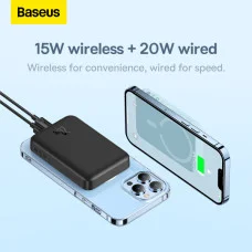 УМБ Baseus Magnetic Mini Wireless Fast Charge 2in1 10000mAh 20W 2.4A QC3.0+PD3.0 з Бездротовою зарядкою Qi 15W Чорний
